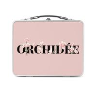 Fabulous Lunch Box Métal Argenté pour Sandwich et Snack - Orchidée Fleurs Minimaliste Chic Jardin Amour - Boîte à Goûter Aluminium Gamelle Rigide Style Rétro Imprimée en France