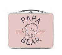 Fabulous Lunch Box Métal Argenté pour Sandwich et Snack - Papa Bear Family Animals - Boîte à Goûter Aluminium Gamelle Rigide Style Rétro Imprimée en France