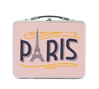 Fabulous Lunch Box Métal Argenté pour Sandwich et Snack - Paris France Vintage Luxe Style Tour Eiffel - Boîte à Goûter Aluminium Gamelle Rigide Style Rétro Imprimée en France