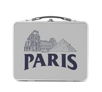 Fabulous Lunch Box Métal Argenté pour Sandwich et Snack - Paris Minimalist Louvre France Ville - Boîte à Goûter Aluminium Gamelle Rigide Style Rétro Imprimée en France