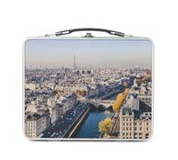 Fabulous Lunch Box Métal Argenté pour Sandwich et Snack - Paris Ville Ile Saint Louis Seine Batiment Pont - Boîte à Goûter Aluminium Gamelle Rigide Style Rétro Imprimée en France