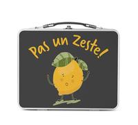 Fabulous Lunch Box Métal Argenté pour Sandwich et Snack - Pas un Zeste Mignon Humour Jeu de Mot Citron - Boîte à Goûter Aluminium Gamelle Rigide Style Rétro Imprimée en France
