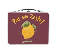Fabulous Lunch Box Métal Argenté pour Sandwich et Snack - Pas un Zeste Mignon Humour Jeu de Mot Citron - Boîte à Goûter Aluminium Gamelle Rigide Style Rétro Imprimée en France