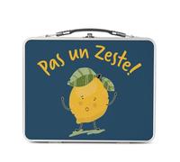 Fabulous Lunch Box Métal Argenté pour Sandwich et Snack - Pas un Zeste Mignon Humour Jeu de Mot Citron - Boîte à Goûter Aluminium Gamelle Rigide Style Rétro Imprimée en France