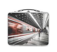 Fabulous Lunch Box Métal Argenté pour Sandwich et Snack - Paysage Station de Métro à Prague Pose Longue Filé - Boîte à Goûter Aluminium Gamelle Rigide Style Rétro Imprimée en France