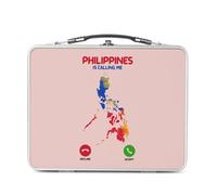 Fabulous Lunch Box Métal Argenté pour Sandwich et Snack - Philippines Is Calling Me Map Asia Island - Boîte à Goûter Aluminium Gamelle Rigide Style Rétro Imprimée en France