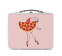 Fabulous Lunch Box Métal Argenté pour Sandwich et Snack - Pizza Ballerine Collage Art Surréalisme Danse - Boîte à Goûter Aluminium Gamelle Rigide Style Rétro Imprimée en France