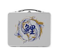 Fabulous Lunch Box Métal Argenté pour Sandwich et Snack - Poisson Koi Japon Asie Culture Carpe - Boîte à Goûter Aluminium Gamelle Rigide Style Rétro Imprimée en France