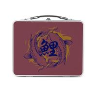 Fabulous Lunch Box Métal Argenté pour Sandwich et Snack - Poisson Koi Japon Asie Culture Carpe - Boîte à Goûter Aluminium Gamelle Rigide Style Rétro Imprimée en France