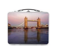 Fabulous Lunch Box Métal Argenté pour Sandwich et Snack - Pont de Londres Angleterre Tamise Monument Architecture - Boîte à Goûter Aluminium Gamelle Rigide Style Rétro Imprimée en France