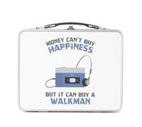 Fabulous Lunch Box Métal Argenté pour Sandwich et Snack - Portable Cassette - Money Can't Buy Happiness Music Radio Boîte à Goûter Aluminium Gamelle Rigide Style Rétro Imprimée en France
