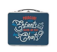 Fabulous Lunch Box Métal Argenté pour Sandwich et Snack - Pourquoi avoir des Enfants quand on peut avoir des Chats ? - Boîte à Goûter Aluminium Gamelle Rigide Style Rétro Imprimée en France