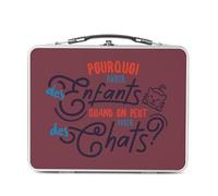 Fabulous Lunch Box Métal Argenté pour Sandwich et Snack - Pourquoi avoir des Enfants quand on peut avoir des Chats ? - Boîte à Goûter Aluminium Gamelle Rigide Style Rétro Imprimée en France