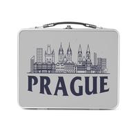 Fabulous Lunch Box Métal Argenté pour Sandwich et Snack - Prague Minimalist Voyage Tchéquie Culture Architecture - Boîte à Goûter Aluminium Gamelle Rigide Style Rétro Imprimée en France