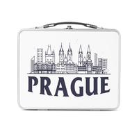 Fabulous Lunch Box Métal Argenté pour Sandwich et Snack - Prague Minimalist Voyage Tchéquie Culture Architecture - Boîte à Goûter Aluminium Gamelle Rigide Style Rétro Imprimée en France