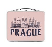 Fabulous Lunch Box Métal Argenté pour Sandwich et Snack - Prague Minimalist Voyage Tchéquie Culture Architecture - Boîte à Goûter Aluminium Gamelle Rigide Style Rétro Imprimée en France