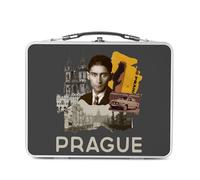 Fabulous Lunch Box Métal Argenté pour Sandwich et Snack - Prague Vintage Voyage Tchéquie Carte Postale - Boîte à Goûter Aluminium Gamelle Rigide Style Rétro Imprimée en France