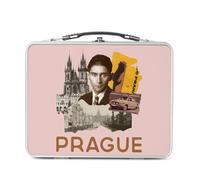 Fabulous Lunch Box Métal Argenté pour Sandwich et Snack - Prague Vintage Voyage Tchéquie Carte Postale - Boîte à Goûter Aluminium Gamelle Rigide Style Rétro Imprimée en France