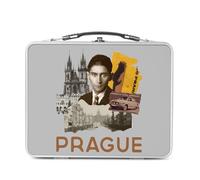 Fabulous Lunch Box Métal Argenté pour Sandwich et Snack - Prague Vintage Voyage Tchéquie Carte Postale - Boîte à Goûter Aluminium Gamelle Rigide Style Rétro Imprimée en France
