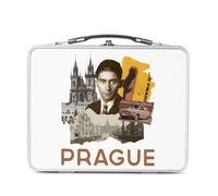 Fabulous Lunch Box Métal Argenté pour Sandwich et Snack - Prague Vintage Voyage Tchéquie Carte Postale - Boîte à Goûter Aluminium Gamelle Rigide Style Rétro Imprimée en France