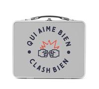 Fabulous Lunch Box Métal Argenté pour Sandwich et Snack - Qui Aime bien Clash bien Combat Rugby Boxe - Boîte à Goûter Aluminium Gamelle Rigide Style Rétro Imprimée en France
