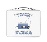 Fabulous Lunch Box Métal Argenté pour Sandwich et Snack - Radio Cassette - L'argent ne Fait Pas le Bonheur Boîte à Goûter Aluminium Gamelle Rigide Style Rétro Imprimée en France