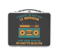 Fabulous Lunch Box Métal Argenté pour Sandwich et Snack - Radio-cassettes - L'argent ne Fait Pas le Bonheur Boîte à Goûter Aluminium Gamelle Rigide Style Rétro Imprimée en France
