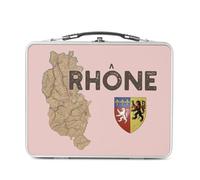 Fabulous Lunch Box Métal Argenté pour Sandwich et Snack - Rhone 69 Departement Lyon Carte Ancienne Rare - Boîte à Goûter Aluminium Gamelle Rigide Style Rétro Imprimée en France