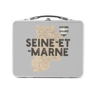 Fabulous Lunch Box Métal Argenté pour Sandwich et Snack - Seine et Marne 77 Departement Melun Carte Ancienne Paris - Boîte à Goûter Aluminium Gamelle Rigide Style Rétro Imprimée en France