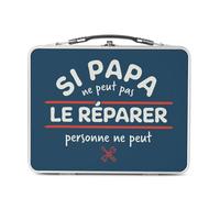 Fabulous Lunch Box Métal Argenté pour Sandwich et Snack - Si Papa ne peut pas le Réparer, Personne ne peut - Boîte à Goûter Aluminium Gamelle Rigide Style Rétro Imprimée en France