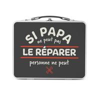 Fabulous Lunch Box Métal Argenté pour Sandwich et Snack - Si Papa ne peut pas le Réparer, Personne ne peut - Boîte à Goûter Aluminium Gamelle Rigide Style Rétro Imprimée en France