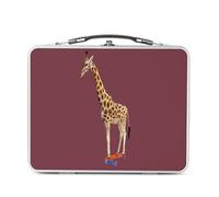 Fabulous Lunch Box Métal Argenté pour Sandwich et Snack - Skate Girafe Collage Vintage Illustration Art Humour Parody Animal - Boîte à Goûter Aluminium Gamelle Rigide Style Rétro Imprimée en France