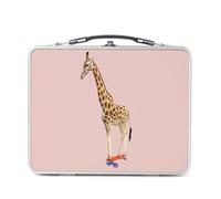 Fabulous Lunch Box Métal Argenté pour Sandwich et Snack - Skate Girafe Collage Vintage Illustration Art Humour Parody Animal - Boîte à Goûter Aluminium Gamelle Rigide Style Rétro Imprimée en France