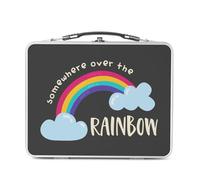 Fabulous Lunch Box Métal Argenté pour Sandwich et Snack - Somewhere Over the Rainbow Musique Chanson Arc en Ciel - Boîte à Goûter Aluminium Gamelle Rigide Style Rétro Imprimée en France