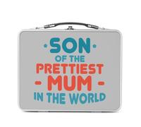 Fabulous Lunch Box Métal Argenté pour Sandwich et Snack - Son of the Prettiest Mum in the World Mother Family - Boîte à Goûter Aluminium Gamelle Rigide Style Rétro Imprimée en France