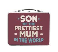 Fabulous Lunch Box Métal Argenté pour Sandwich et Snack - Son of the Prettiest Mum in the World Mother Family - Boîte à Goûter Aluminium Gamelle Rigide Style Rétro Imprimée en France