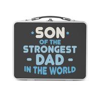 Fabulous Lunch Box Métal Argenté pour Sandwich et Snack - Son of the Strongest Dad in the World Father Family - Boîte à Goûter Aluminium Gamelle Rigide Style Rétro Imprimée en France