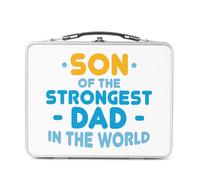 Fabulous Lunch Box Métal Argenté pour Sandwich et Snack - Son of the Strongest Dad in the World Father Family - Boîte à Goûter Aluminium Gamelle Rigide Style Rétro Imprimée en France