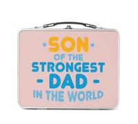Fabulous Lunch Box Métal Argenté pour Sandwich et Snack - Son of the Strongest Dad in the World Father Family - Boîte à Goûter Aluminium Gamelle Rigide Style Rétro Imprimée en France