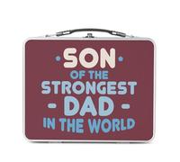Fabulous Lunch Box Métal Argenté pour Sandwich et Snack - Son of the Strongest Dad in the World Father Family - Boîte à Goûter Aluminium Gamelle Rigide Style Rétro Imprimée en France