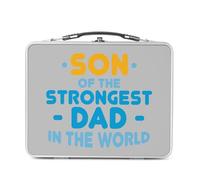 Fabulous Lunch Box Métal Argenté pour Sandwich et Snack - Son of the Strongest Dad in the World Father Family - Boîte à Goûter Aluminium Gamelle Rigide Style Rétro Imprimée en France