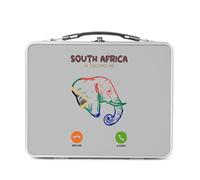 Fabulous Lunch Box Métal Argenté pour Sandwich et Snack - South Africa Is Calling Me Elephant Animals - Boîte à Goûter Aluminium Gamelle Rigide Style Rétro Imprimée en France