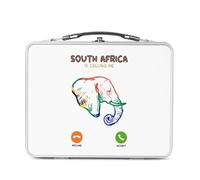 Fabulous Lunch Box Métal Argenté pour Sandwich et Snack - South Africa Is Calling Me Elephant Animals - Boîte à Goûter Aluminium Gamelle Rigide Style Rétro Imprimée en France