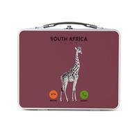 Fabulous Lunch Box Métal Argenté pour Sandwich et Snack - South Africa Is Calling Me Giraffe Animals Savannah - Boîte à Goûter Aluminium Gamelle Rigide Style Rétro Imprimée en France