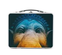 Fabulous Lunch Box Métal Argenté pour Sandwich et Snack - Statue de Ganesh Dieu Elephant Inde Sagesse Savoir - Boîte à Goûter Aluminium Gamelle Rigide Style Rétro Imprimée en France
