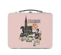 Fabulous Lunch Box Métal Argenté pour Sandwich et Snack - Strasbourg Collage Ville France Histoire Patrimoine - Boîte à Goûter Aluminium Gamelle Rigide Style Rétro Imprimée en France