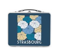 Fabulous Lunch Box Métal Argenté pour Sandwich et Snack - Strasbourg Emblèmes Ville France Est - Boîte à Goûter Aluminium Gamelle Rigide Style Rétro Imprimée en France