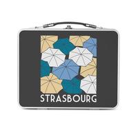 Fabulous Lunch Box Métal Argenté pour Sandwich et Snack - Strasbourg Emblèmes Ville France Est - Boîte à Goûter Aluminium Gamelle Rigide Style Rétro Imprimée en France