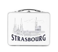 Fabulous Lunch Box Métal Argenté pour Sandwich et Snack - Strasbourg Minimalist Ville France Histoire Patrimoine - Boîte à Goûter Aluminium Gamelle Rigide Style Rétro Imprimée en France