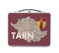 Fabulous Lunch Box Métal Argenté pour Sandwich et Snack - Tarn 81 Departement Albi Carte Ancienne Occitanie - Boîte à Goûter Aluminium Gamelle Rigide Style Rétro Imprimée en France